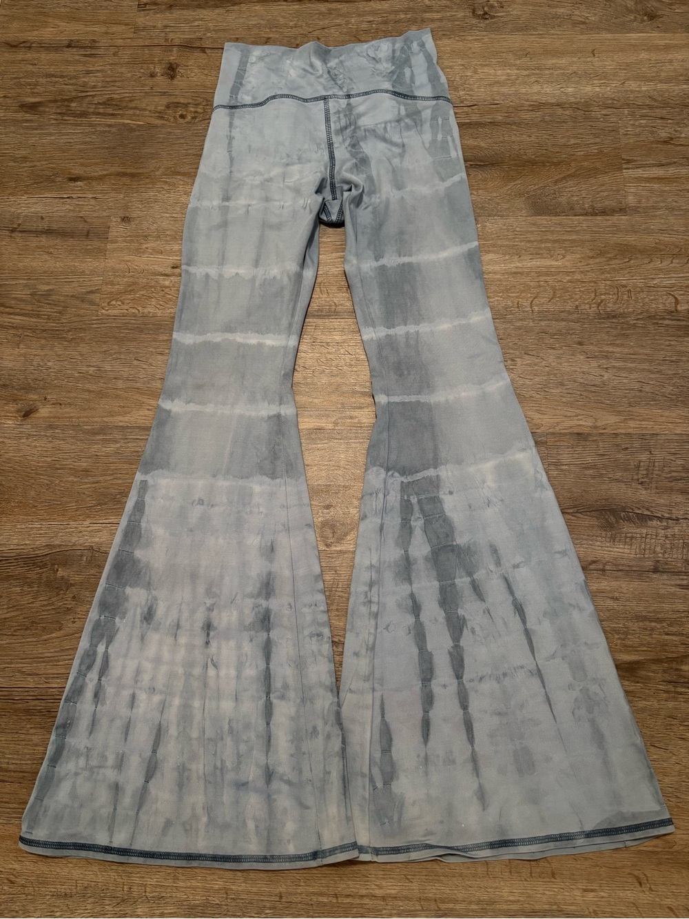 High-Waist Light Gray Tie-Dye Flare Pants for Women